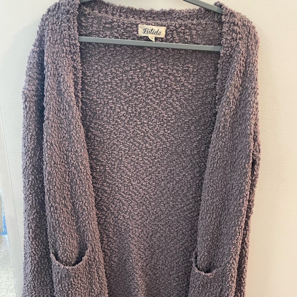 Medium Listicle Purple Knit Cardigan